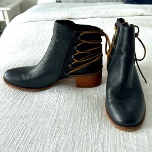 Brand new black genuine leather bootie